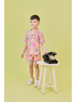 Little Shiro - Pink Printed Blocks Co-Ord (Set of 2)