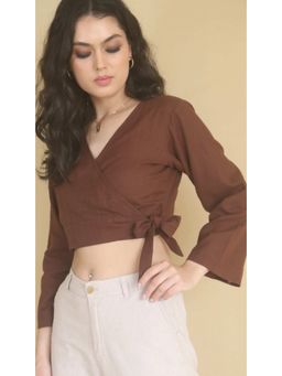 Naava - Full Sleeve Wrap Brown Crop Top
