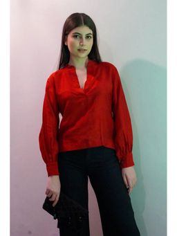 Naava - Candy Red Silk Top