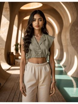 Naava - Mulberry Green Silk Parachute Crop Top