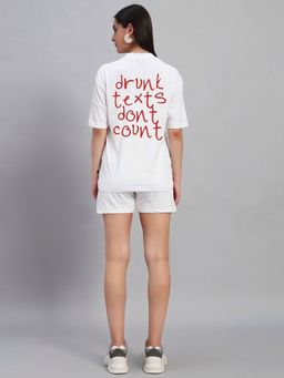 Griffel - Drunk Text Oversized Cotton White T-Shirt