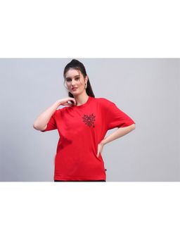 Griffel - Spider Heart Oversized Red Cotton T-Shirt