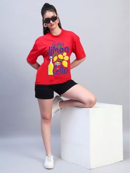Griffel - Limoncello Oversized Red Cotton T-Shirt