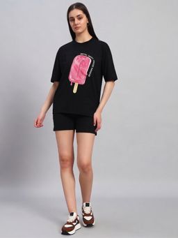 Griffel - Sweet Freeze Oversized Black Cotton T-Shirt
