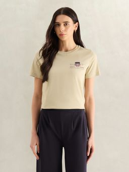 GANT - Beige Graphic Round Neck T-Shirt