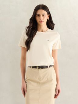 GANT - Cream Round Neck T-Shirt