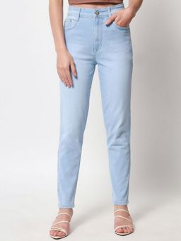 Beatnik - Solid Cotton Slim Fit Button and Zip Light Blue Jeans