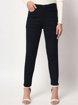 Beatnik - Solid Denim Fitted Fit Button and Zip Black Jeans
