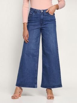 Beatnik - Vintage Denim Loose Fit Button and Zip Light Blue Jeans