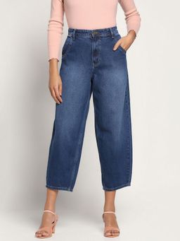 Beatnik - Solid Denim Loose Fit Button Dark Blue Jeans