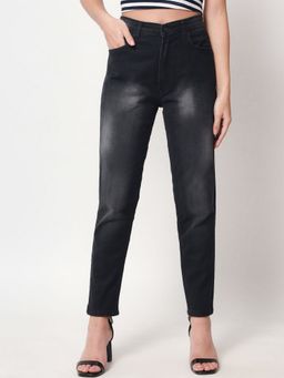 Beatnik - Solid Denim Slim Fit Button and Zip Black Jeans
