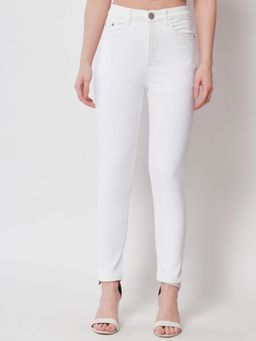 Beatnik - Acrylic Slim Fit Button and Zip Off White Jeans