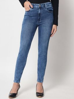 Beatnik - Vintage Denim Slim Fit Button and Zip Denim Blue Jeans