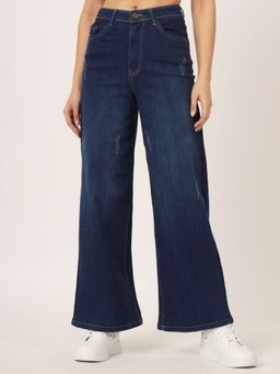 Beatnik - Vintage Denim Loose Fit Button and Zip Navy Blue Jeans