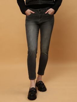 Beatnik - Solid Denim Slim Fit Button and Zip Grey Jeans
