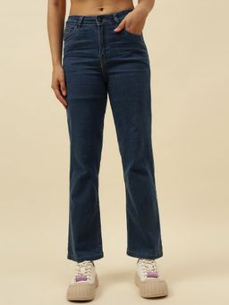 Beatnik - Twill Denim Straight Fit Button and Zip Denim Blue Jeans