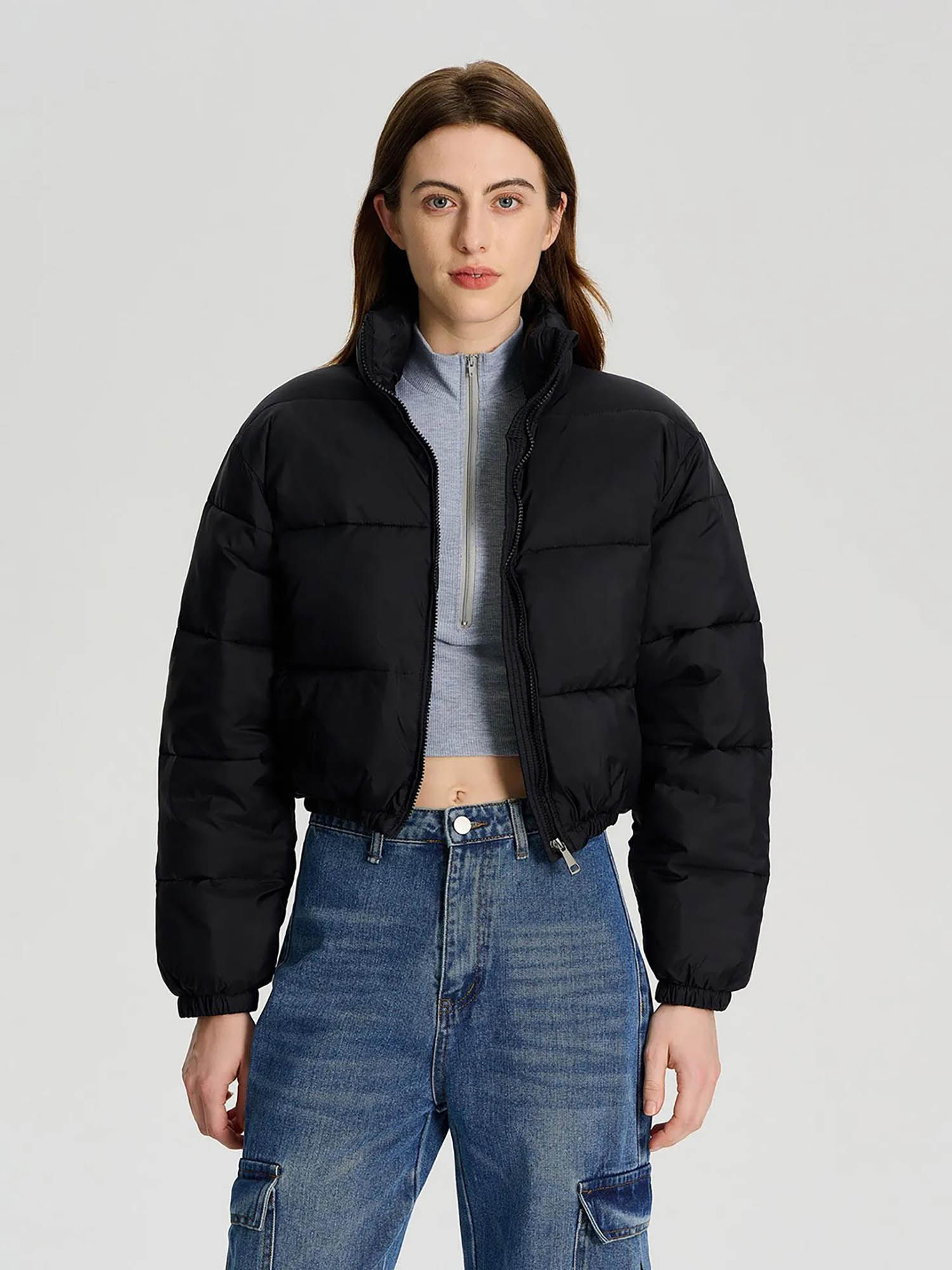 kotty Women Black Full Sleeve Solid Puffer Jacket-picture-40