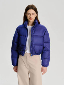 KOTTY - Women Blue Full Sleeve Solid Puffer Jacket