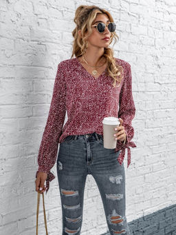 KOTTY - Womens Casual Bishop Sleeve Printed Top