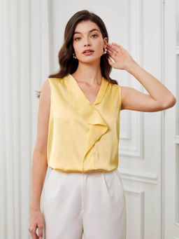 KOTTY - Womens Satin Sleeveless Solid Top