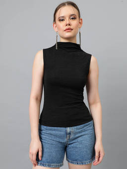 KOTTY - Womens Texture Sleeveless Solid Top