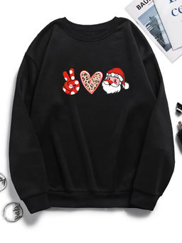 KOTTY - Women Black Full Sleeve Round Neck Printed Sweatshirt