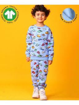 ANTHRILO - Cars Boys Fleece Sweatshirt Jogger Set - Blue