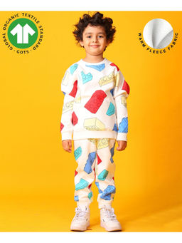 ANTHRILO - Block Builder Fleece Sweatshirt Jogger Set - Off White