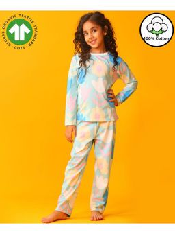ANTHRILO - Aqua Flower Girls Long Sleeve Pyjama Set - Aqua