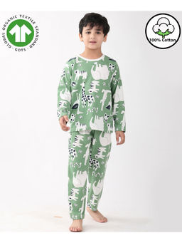ANTHRILO - Animal Green Boys Long Sleeve Pyjama Set - Green