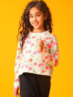 ANTHRILO - Dotted Cherry Long Sleeve Girls T-Shirt - Off White