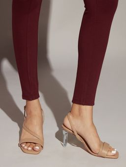 Twenty Dresses by Nykaa Fashion - Beige Square Toe Strappy Acrylic Block Heels