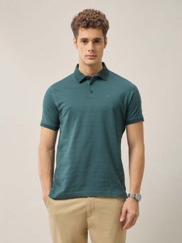 Arrow - Mens Textured Pure Cotton Polo T-Shirt - Blue