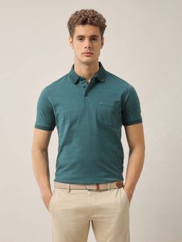 Arrow - Mens Textured Pure Cotton Polo T-Shirt - Blue