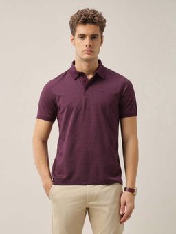 Arrow - Mens All-Over Printed Pure Cotton Polo T-Shirt - Purple