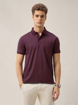 Arrow - Mens All-Over Printed Pure Cotton Polo T-Shirt - Purple