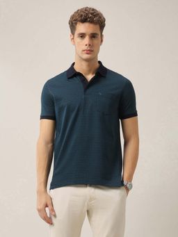 Arrow - Mens Floral Printed Pure Cotton Polo T-Shirt - Blue