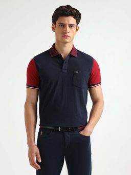 Arrow Sports - Mens Pure Cotton Polo T-Shirt - Navy Blue