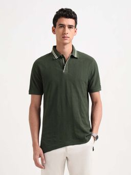 Arrow Sports - Mens Textured Pure Cotton Polo T-Shirt - Green