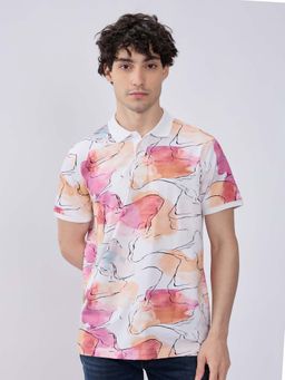 Spykar - Blackberry Multi-Color Slim Fit Casual Polo T-Shirts for Men