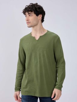 Spykar - Bottle Green Slim Fit Casual T-Shirts for Men