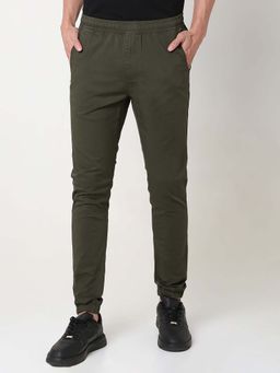 Spykar - Military Green Mid Rise Casual Joggers For Men