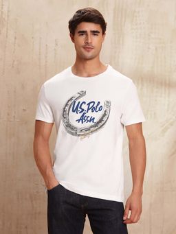 U.S. Polo Assn. Denim Co. - Mens Graphic Brand Printed Muscle Fit T-Shirt - White