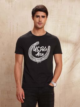 U.S. Polo Assn. Denim Co. - Mens Graphic Brand Printed Muscle Fit T-Shirt - Black