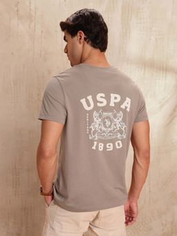 U.S. Polo Assn. Denim Co. - Mens Pure Cotton Brand T-Shirt - Taupe