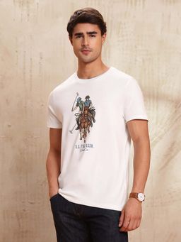 U.S. Polo Assn. Denim Co. - Mens Graphic Brand Printed Muscle Fit T-Shirt - White