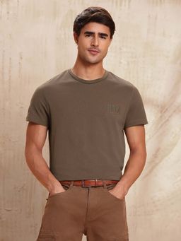 U.S. Polo Assn. Denim Co. - Mens Textured Pure Cotton T-Shirt - Brown