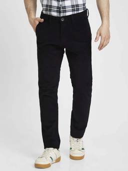 Spykar - Black Mid Rise New Rico Casual Trouser For Men