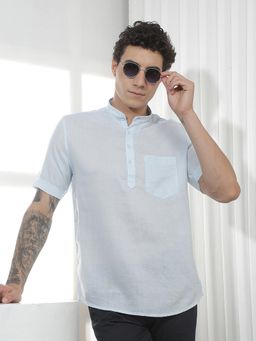 CRIMSOUNE CLUB - Men's Sky Blue Linen Kurta