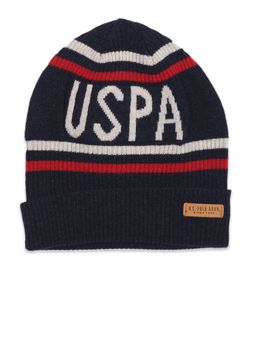 U.S. POLO ASSN. - Men Blue Pattern Striped Beanie Cap